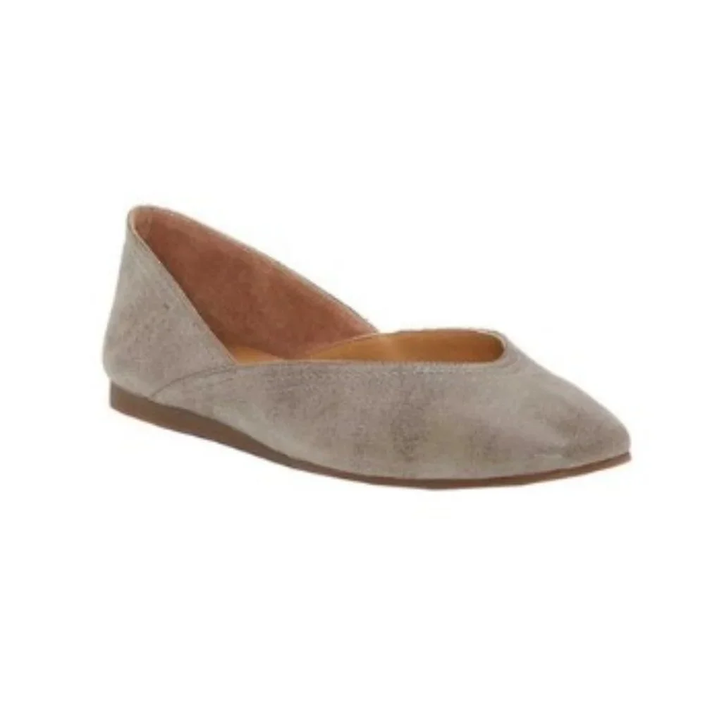 Lucky Brand Alba Flats Leather Titanium Hard Rock 7M - Picture 1 of 10